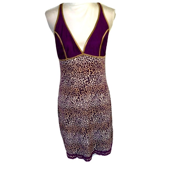 FREE PEOPLE Cheetah Lace Purple Gold Women’s SZ SM Boho Bohemian Slip Dress EUC - Picture 3 of 16